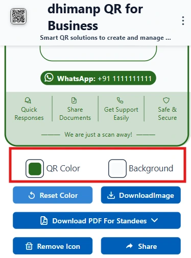 Customize Theme Colors for Whatsapp QR Code.