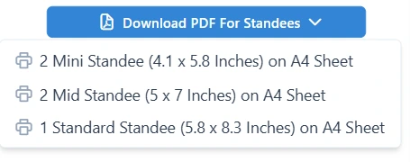 Available Standee Options to export QR poster in A4 Size PDF.