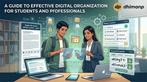 A focused professional neatly organizing digital documents, notes, and secure files on a tablet device using lightweight browser applications.
