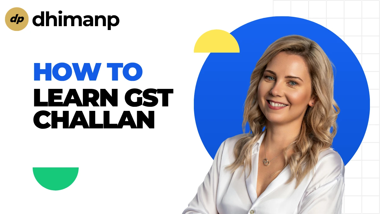 A step-by-step infographic guide showing how to create and verify a GST challan on the portal, including selecting payment methods and practicing with the Learn GST app.