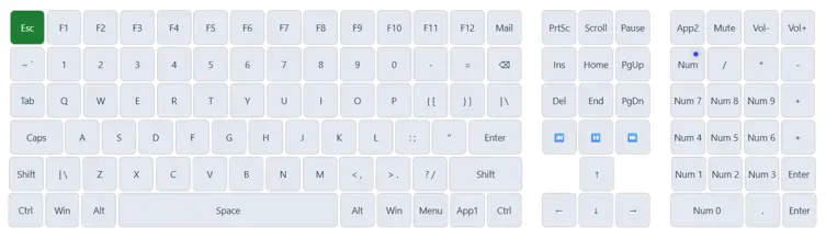 Highlight key after pressing escape key with keyboard tester tool on dhimanp.