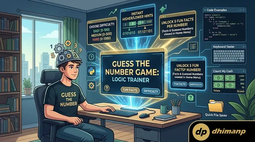 Mobile phone application layout showing different difficulty levels of an educational number guessing puzzle game.