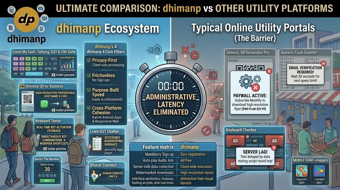 dhimanp brand suite icon showing speed, privacy, and zero-ad features.